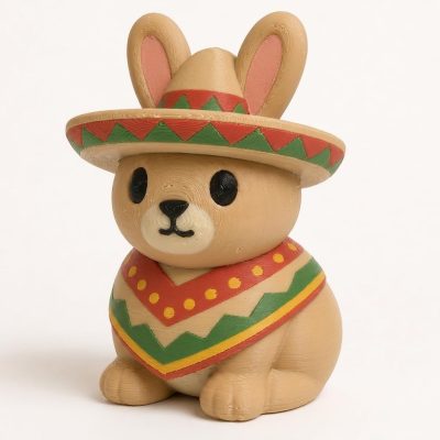 Sombrero Bunny Collectible Figurine - Unique Desk Decor for Adults – 3D Printed in Canada — 3D Printed Bunnies by 3DCentral