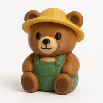 Farmer Teddy Bear Cub Collectible Figurine - Unique Desk Decor for Adults – 3D Printed in Canada — 3D Printed Bears by 3DCentral