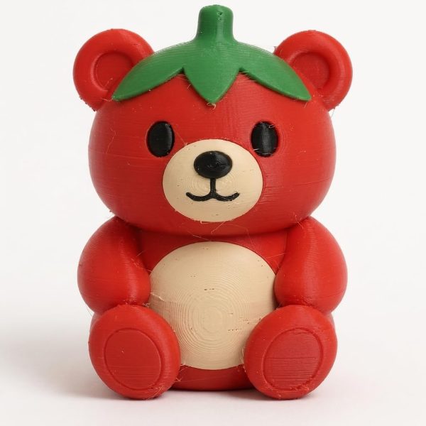 Chili Pepper Teddy Bear Cub Collectible Figurine – Unique Desk Decor for Adults – 3D Printed in Canada