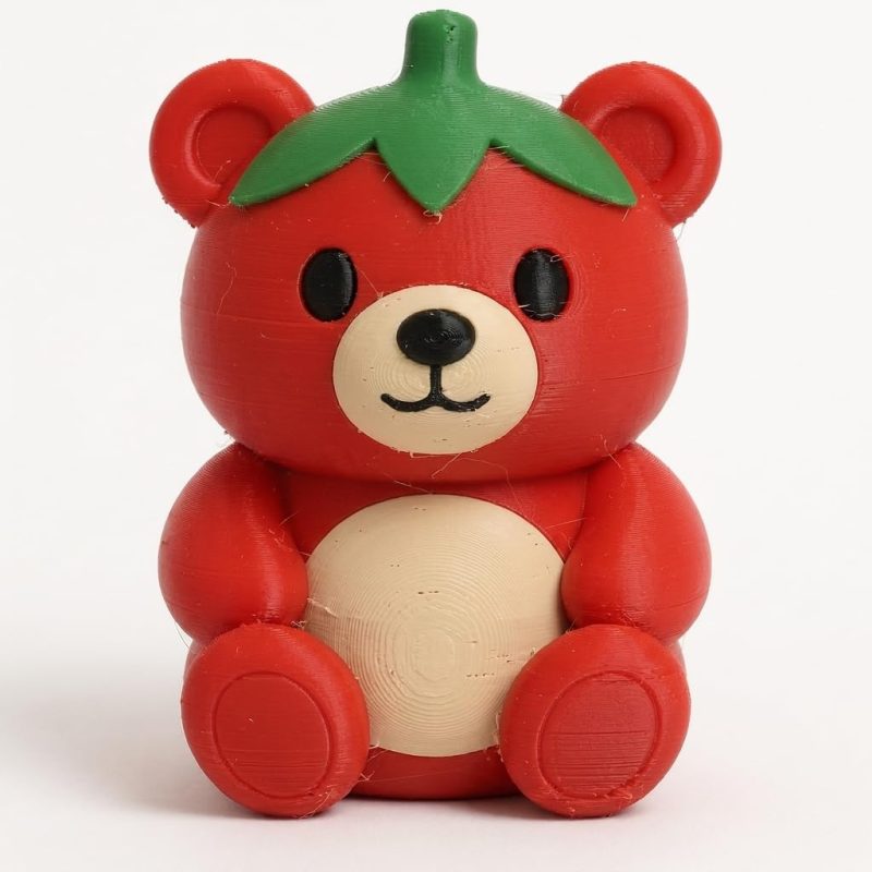 Chili Pepper Teddy Bear Cub Collectible Figurine - Unique Desk Decor for Adults – 3D Printed in Canada