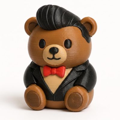 Rockabilly Fancy Teddy Bear Cub Collectible Figurine - Unique Desk Decor for Adults – 3D Printed in Canada — 3D Printed Bears by 3DCentral