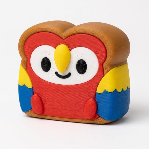 Colorful Macaw Toast Collectible Figurine – Unique Desk Decor for Adults – 3D Printed in Canada