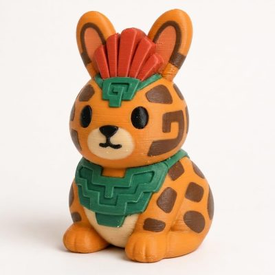 Aztec Jaguar Warrior Bunny Collectible Figurine - Unique Desk Decor for Adults – 3D Printed in Canada — 3D Printed Bunnies by 3DCentral