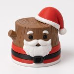 Santa Claus Tree Stump Collectible Figurine - Unique Desk Decor for Adults – 3D Printed in Canada