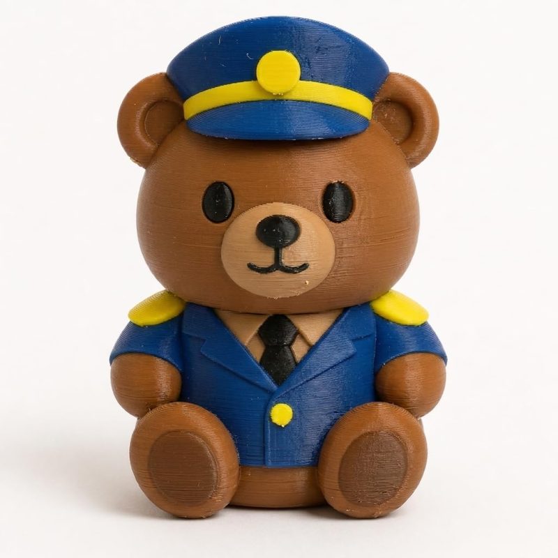 Lieutenant Teddy Bear Cub Collectible Figurine - Unique Desk Decor for Adults – 3D Printed in Canada