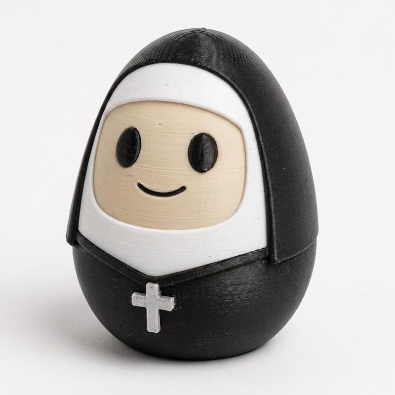 Nun Eggling Collectible Figurine - Unique Desk Decor for Adults – 3D Printed in Canada