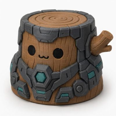 Mecha Tree Stump Collectible Figurine - Unique Desk Decor for Adults – 3D Printed in Canada — 3D Printed Figurines by 3DCentral
