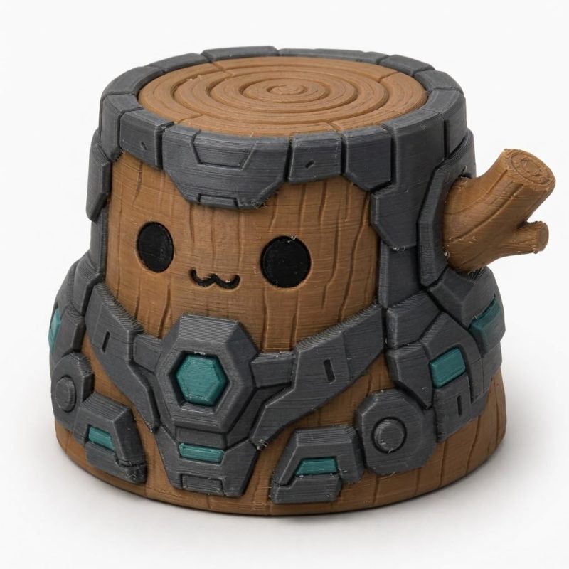 Mecha Tree Stump Collectible Figurine - Unique Desk Decor for Adults – 3D Printed in Canada
