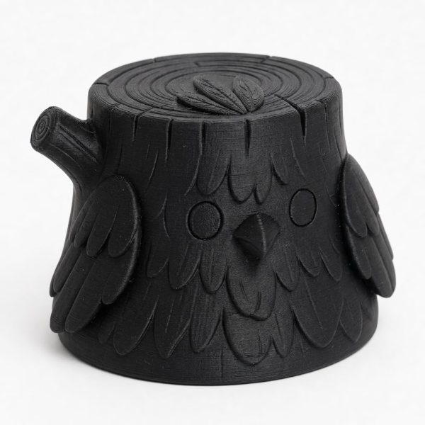 Black Raven Tree Stump Collectible Figurine – Unique Desk Decor for Adults – 3D Printed in Canada