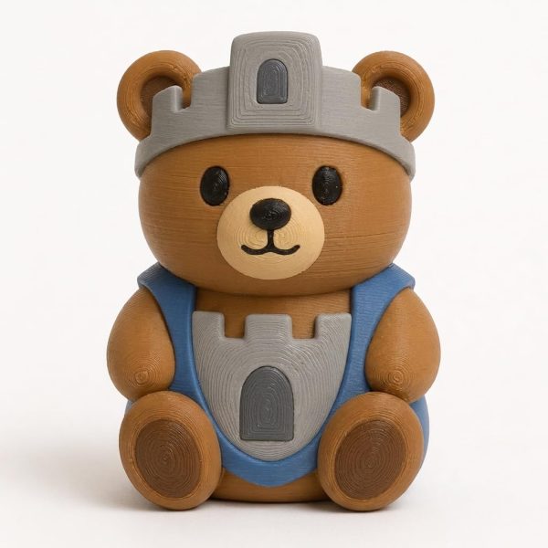 Castle Teddy Bear Cub Collectible Figurine – Unique Desk Decor for Adults – 3D Printed in Canada